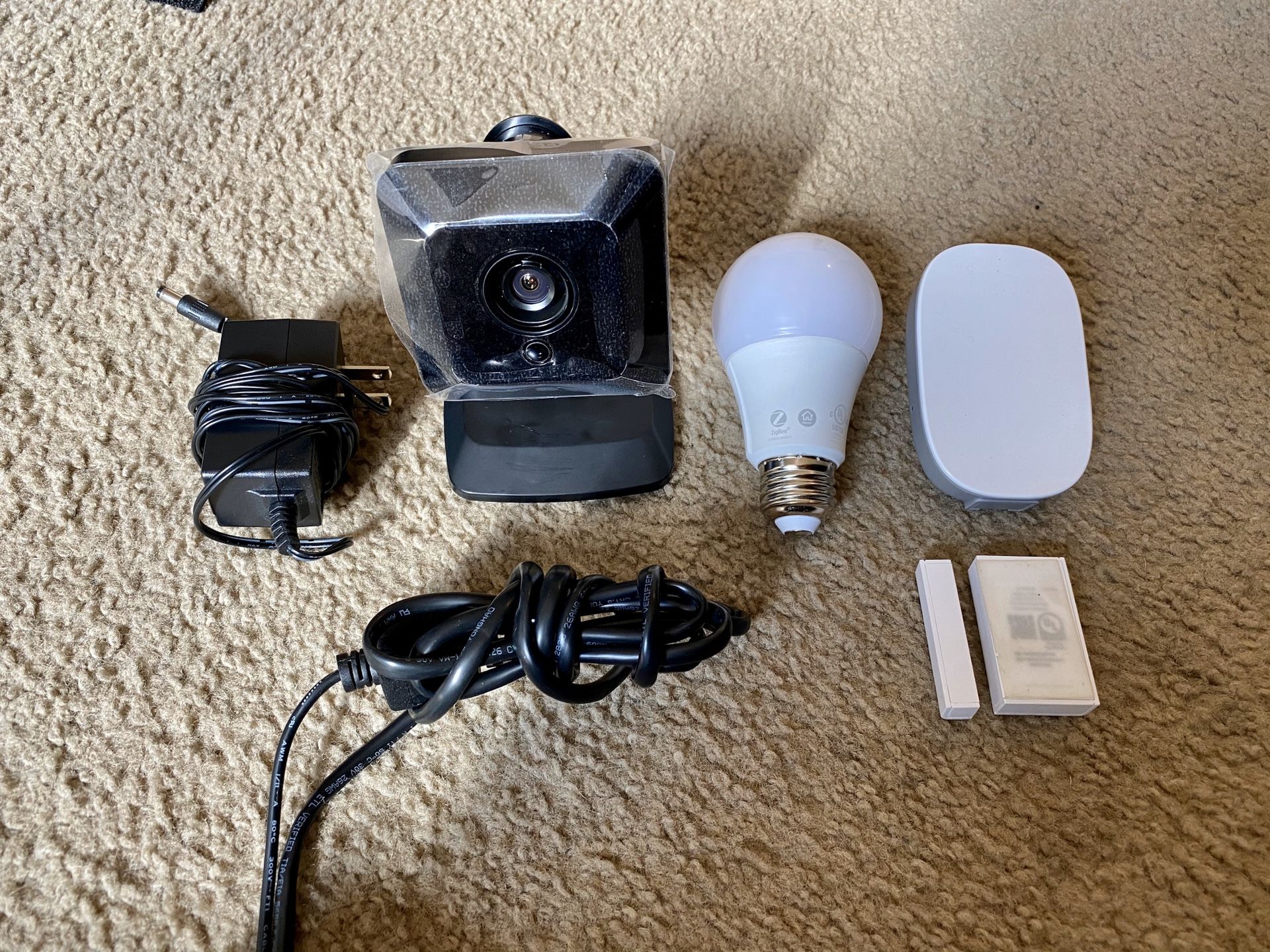 Cox Homelife Security Camera, Programmable Lightbulb, and Door Sensor