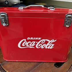Coca cola airline cooler embossed on both sides with bottle opener great shape stainless inside