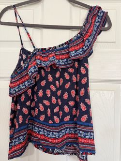 Boho Floral One-Shoulder Ruffle Top