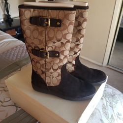 Brand New Coach Boots- Womens Size 7.5 Brown And Beige
