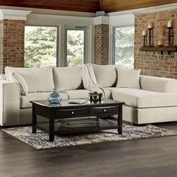 Nelo Collection Contemporary Beige Chenille Sectional Sofa Now 1949.00 Free Delivery 🚚 