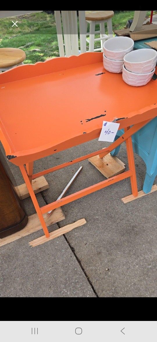 Distressed Tray With Folding Stand