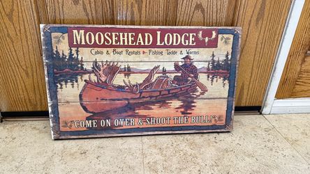 Moose head, Lodge, wood picture