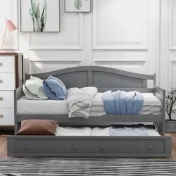 Polibi Gray Twin Wooden Daybed with Trundle Bed (78.2 in. L x 42.3 in | SaleSumo INSANE DEAL (FIRM)