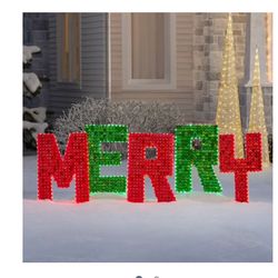 ☀️#7103 Member's Mark 28" Pre-Lit Decorative Yard Sign - Merry
