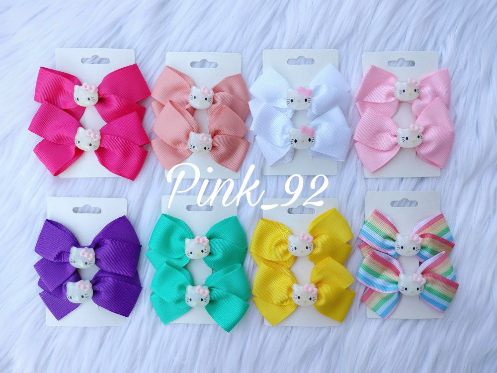 HELLO KITTY 2pc HAIR BOW CLIPS 🌈 3in.