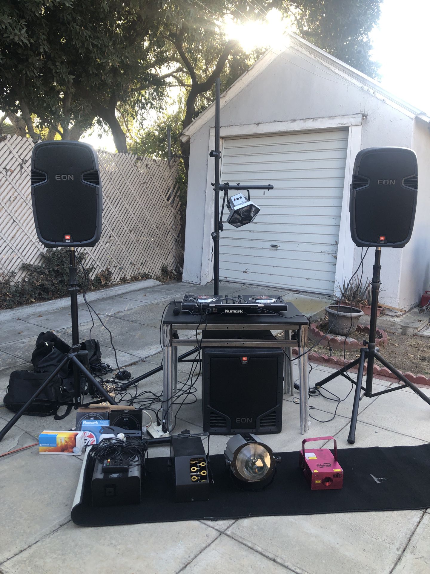 Live DJ Equipment - Mixer/2 speakers/sub/lights and more!