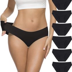 ALTHEANRAY Women’s Seamless Hipster Underwear No Show Panties Multi-Pack All Black - NWT