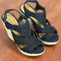 Woven Espadrille Platform Wedges 