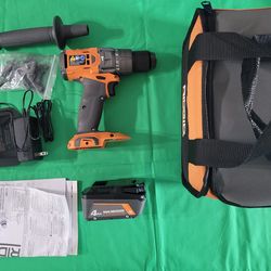 RIDGID 18V Brushless Cordless 1/2 in. Hammer Drill/Driver Kit with 4 Ah Battery, Charger and bag.

New but without a box.