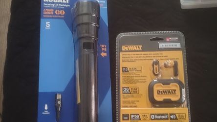 Flash light & DeWalt Bluetooth headphones