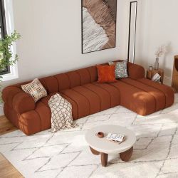 ❤️‍🔥 #F 118" 3-Piece Channel Tufted Boucle Sectional Sofa With Chaise $ 460