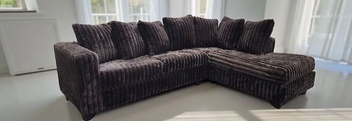 New Black/Blue/Grey/Brown/Ivory Corduroy Sectionals Available at Mattress Kings Outlet ⭐️ Finance with $0 down