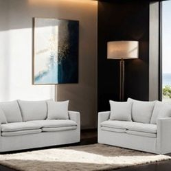 Brand New Light Grey Super Plush Contemporary Style Sofa & Loveseat 