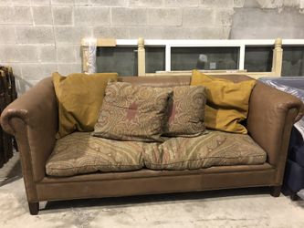 Brown leather couch