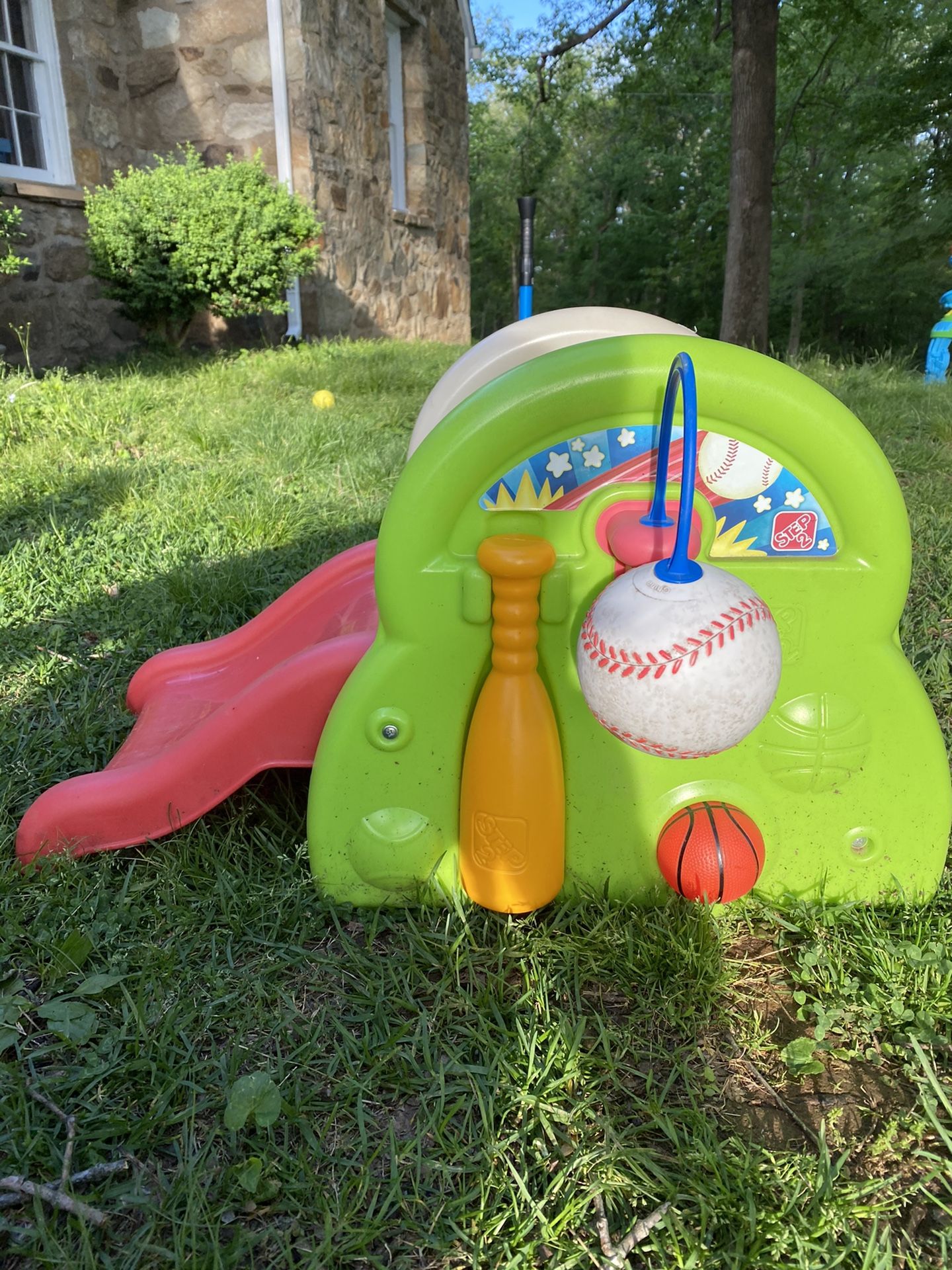 Slide With Baseball And Bat And Basketball And Hoop