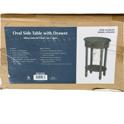 New Oval Side Table with Drawer