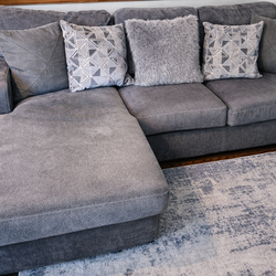 Modern Gray Sectional Couch with Chaise + Matching Swivel Chair – Excellent Condition