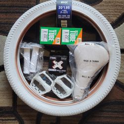 NEW Bicycle Bmx Parts Bundle 20" White