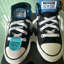 Converse Boy's CTAS Axel Blue/Black Mid Top Sneakers-Size US 1 Youth,NWB A06373F