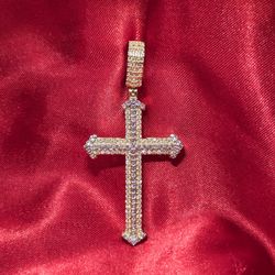 10k Yellow Gold Diamond Round Cut Cross Pendant 0.93 ctw