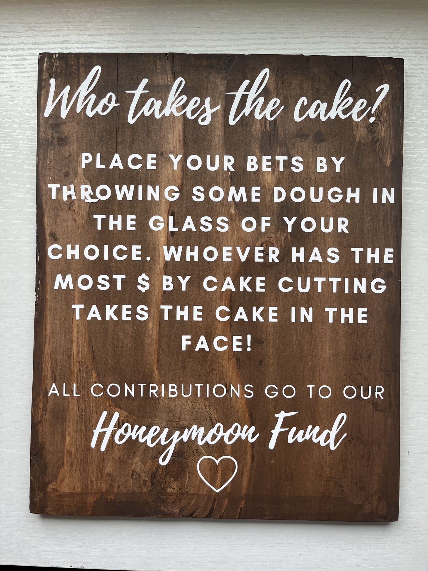 Making Cake First Sign Cake in the face wedding sign | Beachweddingtips.com