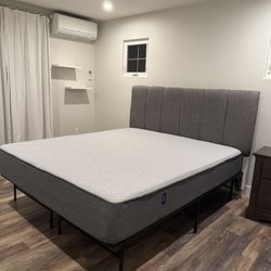 CA King Grey Bed Frame + Headboard