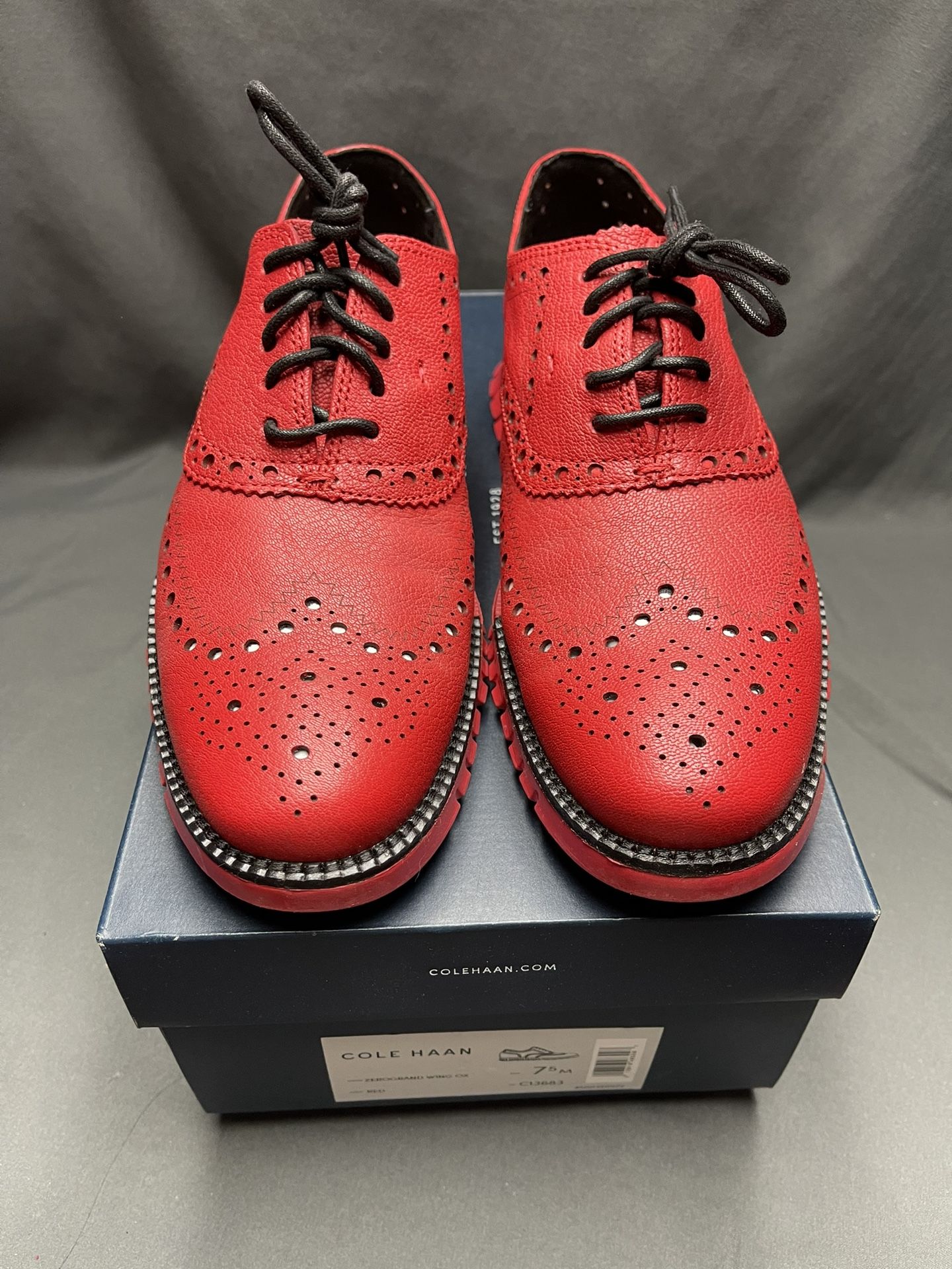 Cole Haan Mens 13 Shoes Zerøgrand Raisin Red Leather Perforated Oxford C34072 $_57.JPG?set_id=880000500F main image 3