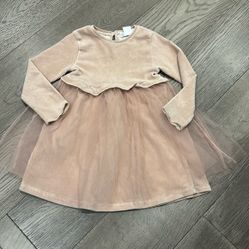 Zara Kids Casual Dress in Beige and Pink 
