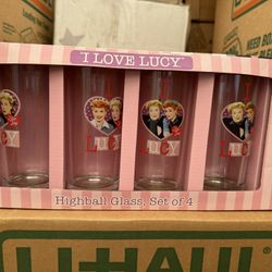 NEW I Love Lucy Glass Set Of 4