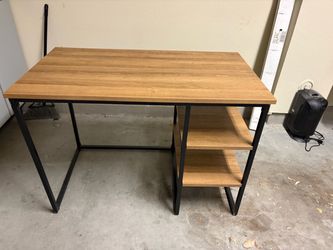 Wood Top Desk with Side Shelves