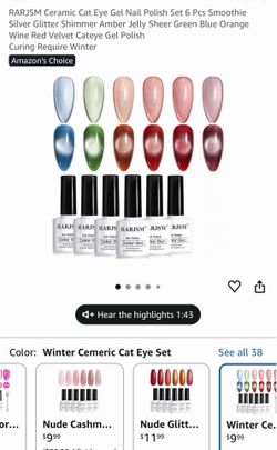 RARJSM Ceramic Cat Eye Gel Nail Polish Set 6 Pcs