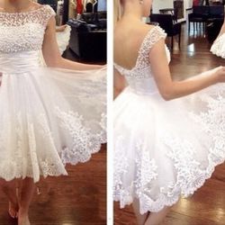 White Short Beaded Dress