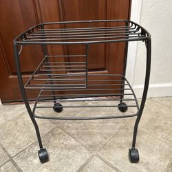 LONGABERGER WROUGHT IRON  HOSTESS FILE BASKET STAND ROLLING CART RARE