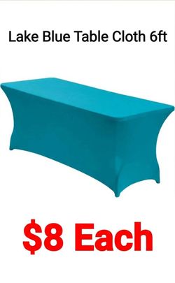 6FT Stretch Spandex Fitted Tablecloth, Rectangular Table Cover (Lake blue)
