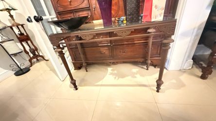 Beautiful Metal & Glass Table - ( 40”w x 19”d x 29” H )