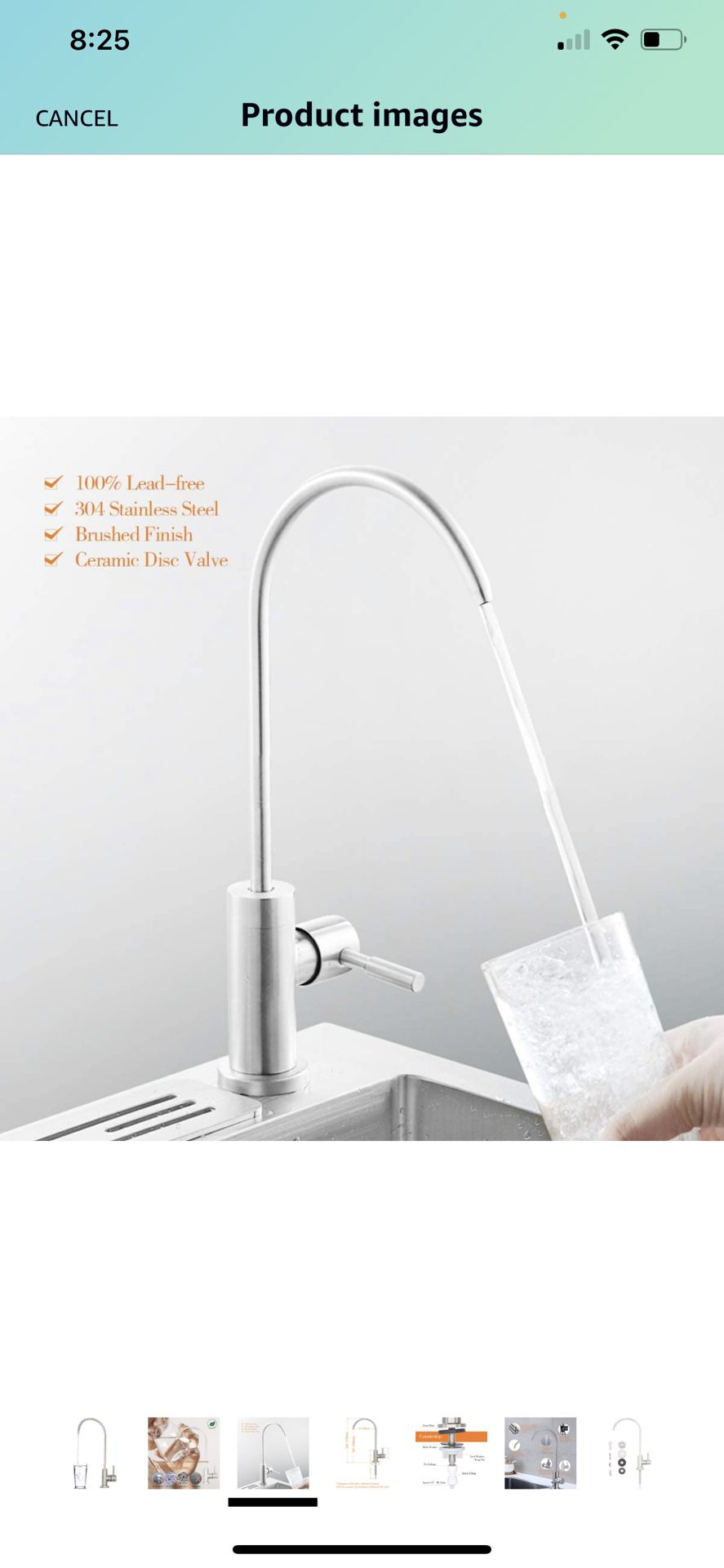 inking Water Faucet 100% Lead-Free Reverse Osmosis Faucet Fits Water Filter or RO System in Non-Air Gap, Stainless Steel 304 Body Brushed Finish