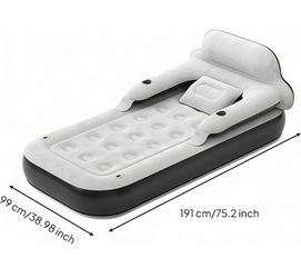 Inflatable Air Bed with Backrest and Pillow