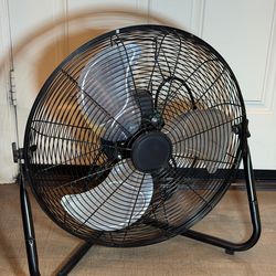 Mainstays 20" 3-Speed High Velocity Tiltable Black Steel Floor Fan