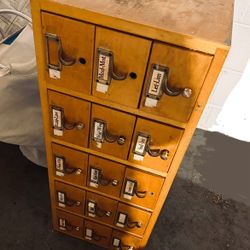 Old wooden library catalogue - selling “as is” 33” wide x 13” height x 17” depth (price firm) 