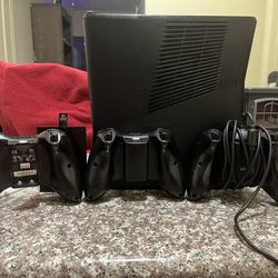 Xbox 360 with storage and controllers
