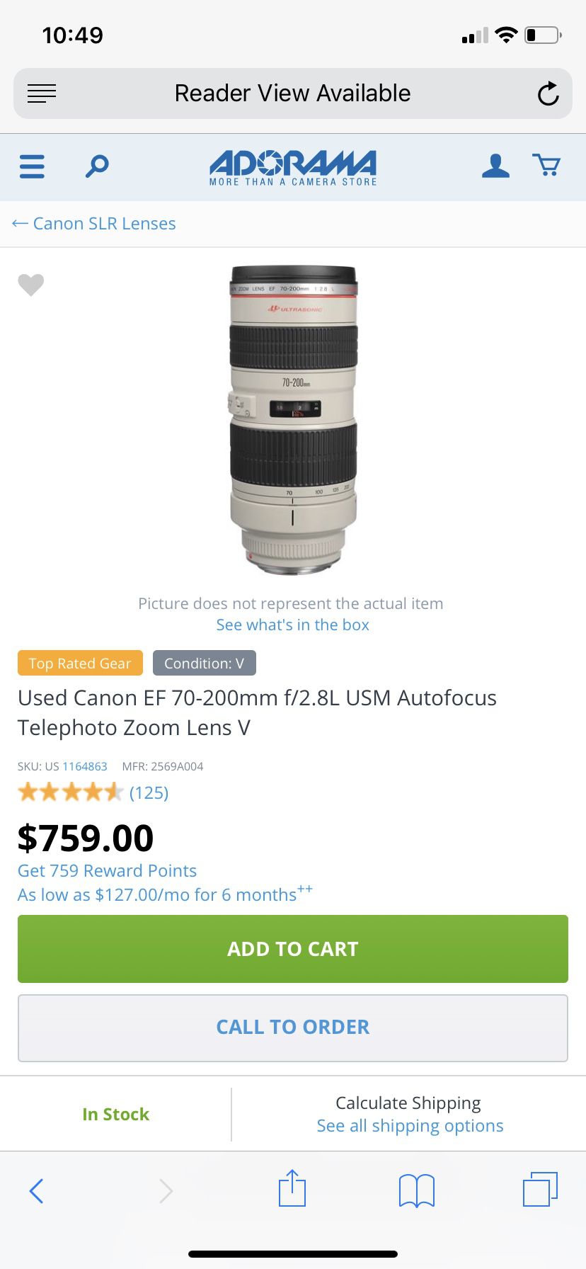 Canon 70-200mm 2.8 USM Zoom Lens