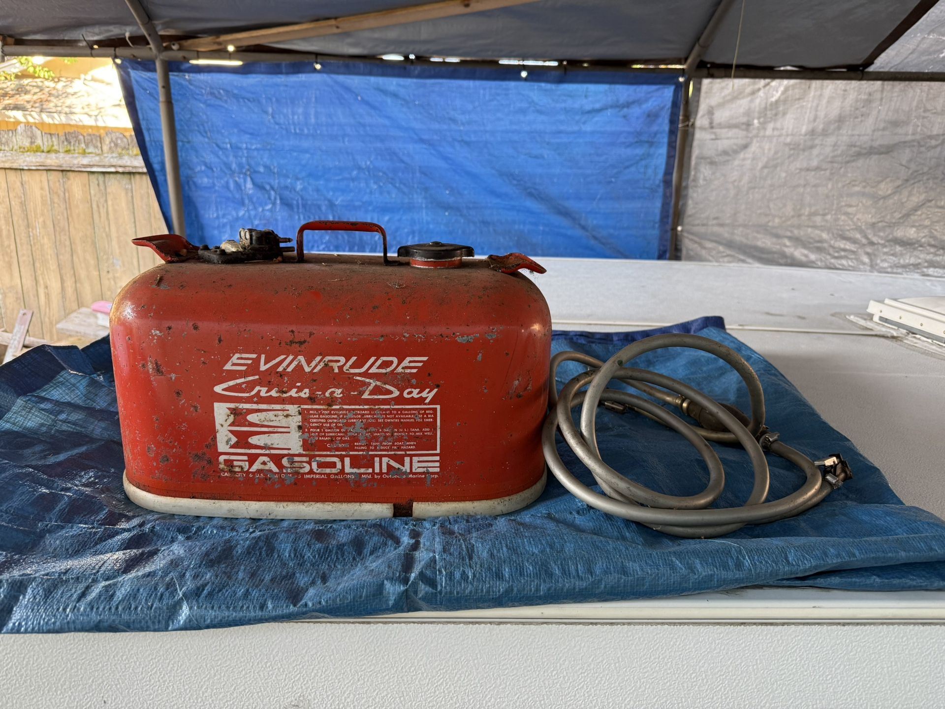 Evinrude Cruise A Day 6 Gal. Metal Gas Can With Hose