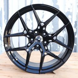 Set of 18" BBS Style Gloss Black Wheels Rims 18x8.5 +35 5x112 / 5x114.3 / 5x120