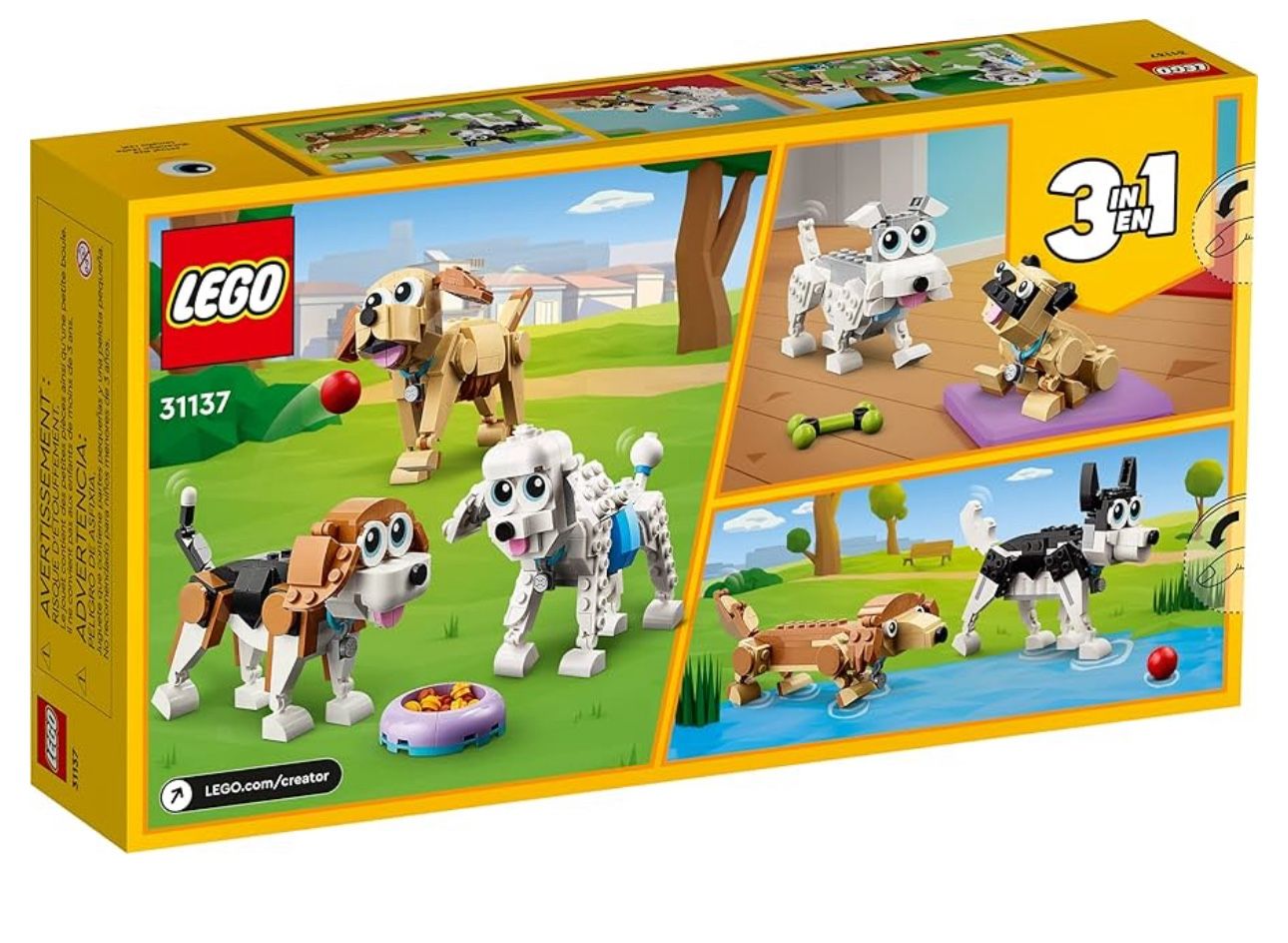 LEGO Creator 3 in 1 Adorable Dogs Building Toy Set, Gift for Dog Lovers, Featuring Dachshund, Beagle, Pug, Poodle, Husky, and Labrador Figures for Kid