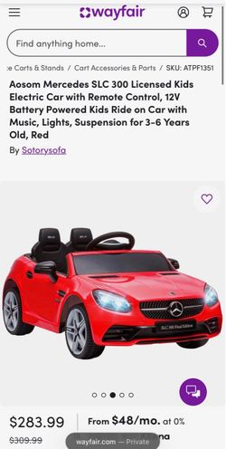 Aosom Mercedes SLC 300 Kids Electric Car with Remote Control 12V Battery
