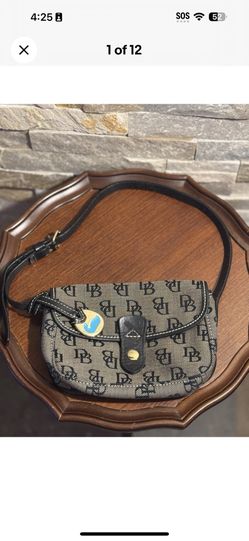 Vintage Dooney & Bourke Black & Tan Hand/Shoulder Bag Purse W/Pocket Certified