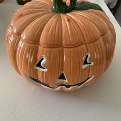 Used Vintage Pumpkin Jar With Lid