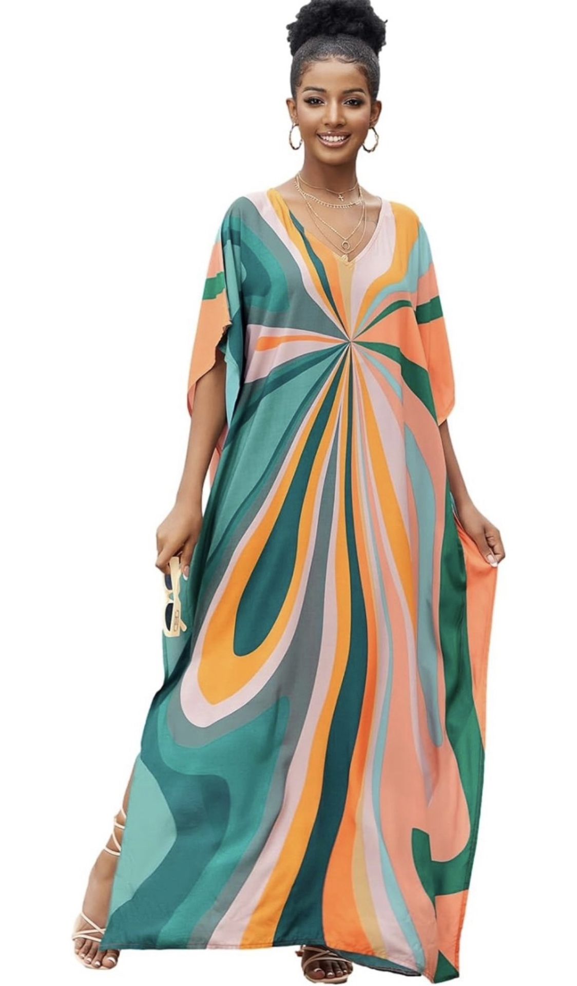 caftans for women plus size swim cover up vneck batwing dress loose fit moroccan caftan mumu dresses for women Fabric type 100% Viscose Care instruct