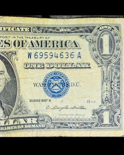 1957  $1 Dollar Silver Certificate  Blue Seal